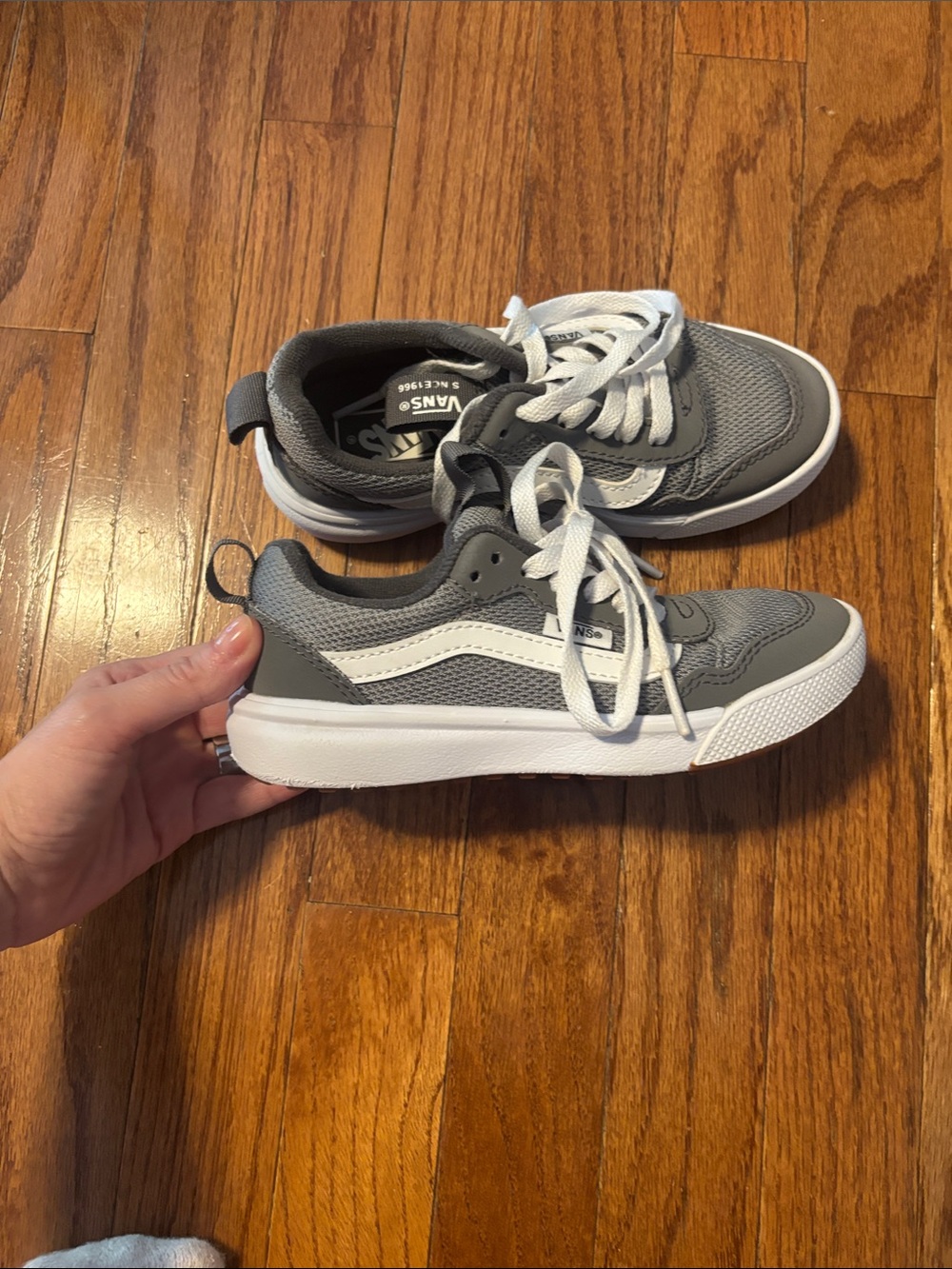 Vans Kids Gray and White Low-Top Sneakers